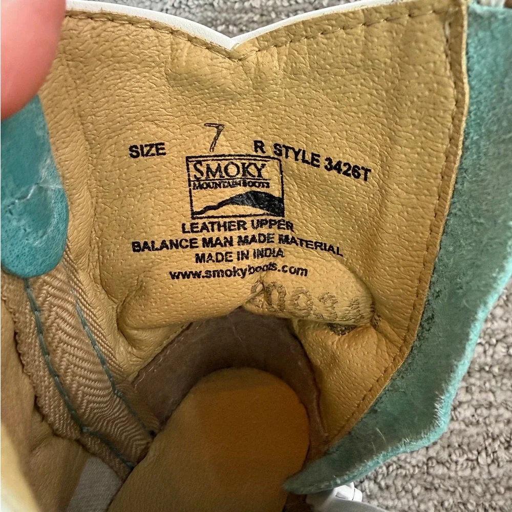 Smoky Mountain Boots Toddler Girls Turquoise Leather Floral Daisy Western Size 7